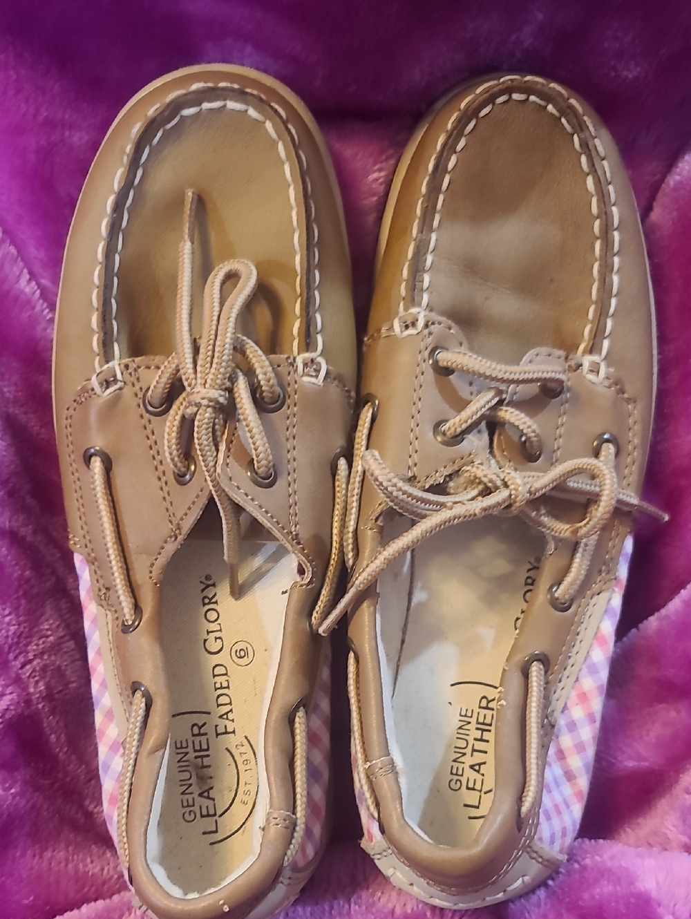 Faded Glory Tan Leather Boat Shoes